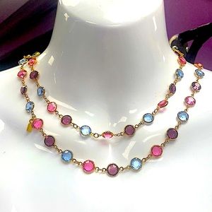 Vintage Swarovski Crystal Necklace 🦋 Swan Signed Hangtag 🦋 BEAUTIFUL PASTELS